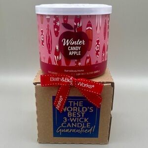 Bath & Body Works WINTER CANDY APPLE 3 Wick Candle ~ 14.5oz ~Sandy Clause ~ NIB